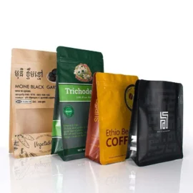 Apack Sacchetti Personalizzati in Alluminio con Fondo Piatto e Valvola – Confezione All’Ingrosso per Tè e Caffè in Grani (250g, 1kg)